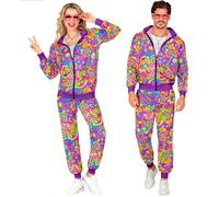 Widmann 45141 Costume Tracksuit, Flower Power Hippie, Multicoloured, S