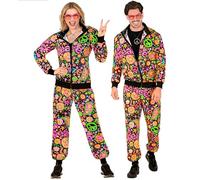 Widmann 45082 Trainingsanzug Neon Peace & Love Hippie Tracksuit Costume, Floral, M