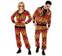 W WIDMANN MILANO Party Fashion - Party Fashion Jumpsuit with Flames Adult Unisex, 80s, Devils, Disco, Rock, Bikers, Halloween, Carnival, Theme Parties