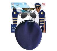 W WIDMANN MILANO Party Fashion Pilot Costume Accessories Set - Captain Hat, Aviator Sunglasses, Gold Epaulettes, and Wings Badge - Ideal for Airline-Themed Parties, Cosplay, and Halloween Costumes