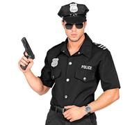 WIDMANN 09061 Police Shirt for Adults, Black, S-M