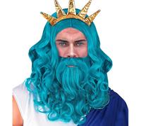 W WIDMANN MILANO Party Fashion - Poseidon Wig with Beard & Moustache, Costume Accessory for Carnival & Theme Party