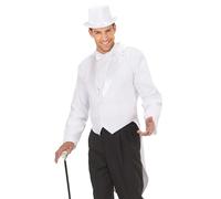 Mens White Lined Tailcoat Costume Medium for Hardy Hollywood Film Fancy Dress