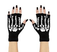 W WIDMANN MILANO Party Fashion - Skeleton Fingerless Gloves, Adult Size, Wool, Dia de los Muertos, Gothic, Dark, Horror, Halloween, Carnival, Theme Parties