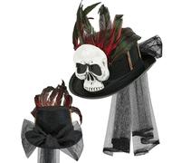W WIDMANN MILANO Party Fashion - Skull and Veil Top Hat Black Adult Accessory Voodoo Priest Shaman Costume