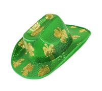 W WIDMANN MILANO Party Fashion - St Patrick's Day Cowboy Hat | Glitter Shamrock Sequin Party Hat for St Patrick's Day Carnival Theme Party