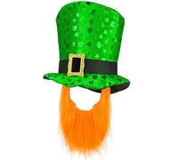 Adult St Patricks Day Top Hat with Beard Irish Fancy Dress