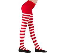 W WIDMANN MILANO Party Fashion - Striped Tights for Girls, Clowns, Naughty Girls, Santa's Helpers, Carnival, Halloween, Themed Parties, 70 DEN, Size 11-14 Years, Red-White