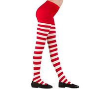 W WIDMANN MILANO Party Fashion - Striped Tights for Girls, Clowns, Naughty Girls, Santa's Helpers, Carnival, Halloween, Themed Parties, 70 DEN, Size 1-3 Years, Red-White