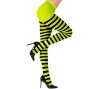 W WIDMANN MILANO Party Fashion - Striped Tights for Women, Ballerinas, Witches, Dark, Gothic, Fantasy, Fairytales, Halloween, Carnival, Themed Parties, 70 DEN, One Size for Adults, Green-Black