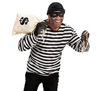 Widmann 07420 Adult Bank Robber Costume, White/Black, XL