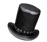 W WIDMANN MILANO Party Fashion - Unisex Faux Leather Top Hat, Rockstar, Pop Star, Celebrity, Dia de los Muertos, Punk, Halloween, Carnival, Theme Parties