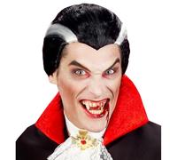 W WIDMANN MILANO Party Fashion VAMPIRE WIG in polybag - | Black Grey Synthetic Hair Wig with Grey Highlights Halloween Carnival Fancy Dress Accessory