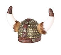 Widmann 09169 Viking Helmet with Horns and Fur, Nordman, Robber, Hat, Headpiece, Accessory, Theme Party, Carnival