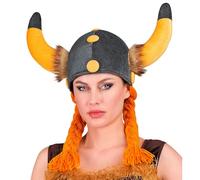 W WIDMANN MILANO Party Fashion - Viking helmet with braids, fabric hat, Gaul, Celt, warrior