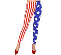 W WIDMANN MILANO Party Fashion Widmann 29353 USA Leggings for Women, Stretchy Trousers, Stars and Stripes, American Flag, Everyday, Sports, Costume, Carnival, Theme Party, Multicoloured, S-M