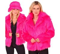 W WIDMANN MILANO Party Fashion Women's Damen-kunstpelzjacke Faux Fur Jacket, Neon-Pink, XXL