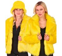 W WIDMANN MILANO Party Fashion Women's Damen-kunstpelzjacke Faux Fur Jacket, neon-Yellow, XXL