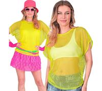 W WIDMANN MILANO Party Fashion Women's Maglietta A Rete Mesh T-Shirt, Neon Yellow, S-M