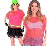 W WIDMANN MILANO Party Fashion Women's Netz Mesh T-Shirt, Fluorescent Pink, S-M
