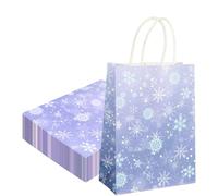 W WINTMING 12 Pcs Snowflake Gift Bags Snowflake Paper Goodie Bags Bulk Frozen Party Favor Bags with Handles for Birthday Christmas Winter Wonderland
