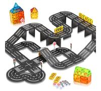 W WISE BLOCK 24 pcs Magnetic Tiles Road Set
