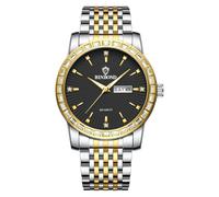 W WOLF-CUB Mens Business Sports Quartz Watch 30M Waterproof Luminous Classic Calendar Creative Clock Mens Wristwatch, gold&black