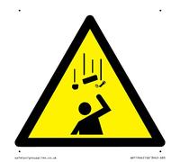 W035 Warning: Falling objects Sign - 85x85mm - S85
