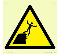 W052 Warning: Unstable cliff edge Sign - 100x100mm - S10