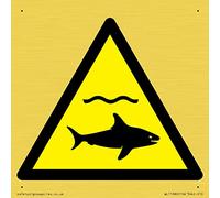 W054 Warning: Sharks Sign - 100x100mm - S10