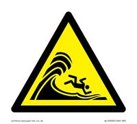 W065 Warning: High surf or large breaking waves Sign - 85x85mm - S85