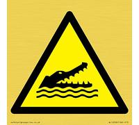 W067 Warning: Crocodiles, alligators or caymans Sign - 100x100mm - S10