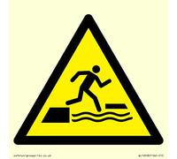W068 Warning: Falling into water when stepping on or off a floating surface Sign - 100x100mm - S.