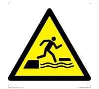 W068 Warning: Falling into water when stepping on or off a floating surface Sign - 150x150mm - S.