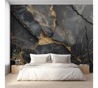 W150 X H105 cm Black Marble Wallpaper, Wall Mural Marble 3D Photo Wallpaper, Non-Woven Print Wall Paper for Living Room Bedroom Art Decor, Renter Friendly D&O155