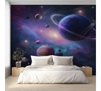 W150 X H105 cm Universe Planet Wallpaper, Wall Mural Galaxy Space Photo Wallpaper, Non-Woven Print Wall Paper for Living Room Bedroom Art Decor, Renter Friendly D&O167