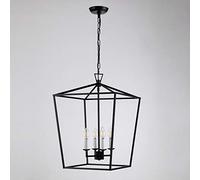 W18" XH25" Steel Cage Large Lantern Iron Art Design Candle-Style Chandelier Pendant, Foyer,Hallway,Ceiling Light Fixture S.