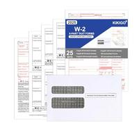 W2 Forms 2025, 6 Part Tax Forms, 25 Employee Kit of Laser Forms, Compatible with QuickBooks and Accounting Software, 25 Self Seal Envelopes Included