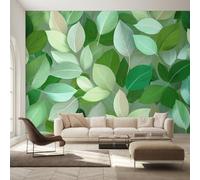 W200 X H140 cm Green Leaf Wallpaper, Wall Mural Botanical Leaves Photo Wallpaper, Non-Woven Print Wall Paper for Living Room Bedroom Art Decor, Renter Friendly D&O177