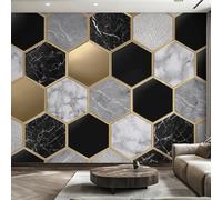 W200 X H140 cm Honeycomb Wallpaper, Wall Mural Hexagon Marble Photo Wallpaper, Non-Woven Print Wall Paper for Living Room Bedroom Art Decor, Renter Friendly D&O153