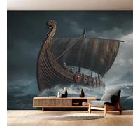 W200 X H140 cm Pirate Ship Wallpaper, Wall Mural Viking Ship Photo Wallpaper, Non-Woven Print Wall Paper for Living Room Bedroom Art Decor, Renter Friendly D&O180