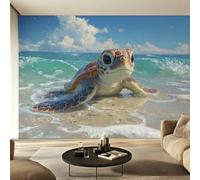 W200 X H140 cm Sea Turtle Wallpaper, Wall Mural Marine Life Photo Wallpaper, Non-Woven Print Wall Paper for Living Room Bedroom Art Decor, Renter Friendly D&O173
