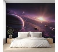 W200 X H140 cm Universe Galaxy Wallpaper, Wall Mural Space Planet Photo Wallpaper, Non-Woven Print Wall Paper for Living Room Bedroom Art Decor, Renter Friendly D&O167