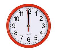 (W22 x D22 x H4.5cm, Red) Quartz Round Analogue Wall Clock Battery Operated