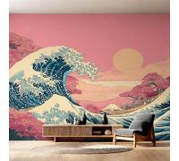 W250 X H175 cm Great Wave Wallpaper, Wall Mural Japanese Ukiyo-e Photo Wallpaper, Non-Woven Print Wall Paper for Living Room Bedroom Art Decor, Renter Friendly D&O180