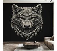 W250 X H175 cm Viking Wolf Wallpaper, Wall Mural Celtic Knot Photo Wallpaper, Non-Woven Print Wall Paper for Living Room Bedroom Art Decor, Renter Friendly D&O176