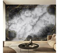 W300 X H210 cm Black White Marble Wallpaper, Wall Mural Modern Abstract Photo Wallpaper, Non-Woven Print Wall Paper for Living Room Bedroom Art Decor, Renter Friendly D&O179