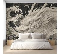 W300 X H210 cm Japanese Dragon Wallpaper, Wall Mural Asian Oriental Photo Wallpaper, Non-Woven Print Wall Paper for Living Room Bedroom Art Decor, Renter Friendly D&O182