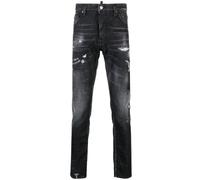 (W32 L30) Dsquared2 Cool Guy Jean Black Paint Splattered Ripped Wash Jeans
