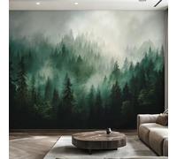 W350 X H256 cm Misty Forest Wallpaper, Wall Mural Tropical Jungle Photo Wallpaper, Non-Woven Print Wall Paper for Living Room Bedroom Art Decor, Renter Friendly D&O186